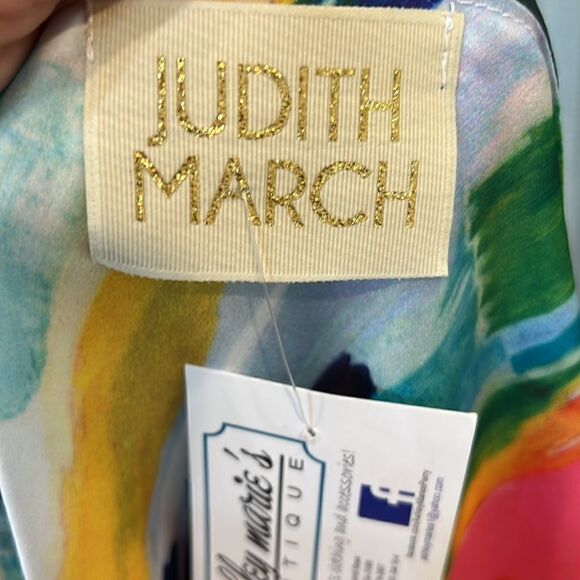 Judith March Multicolor one sleeve blouse with blouson waist. Size Lg - Picture 6 of 12